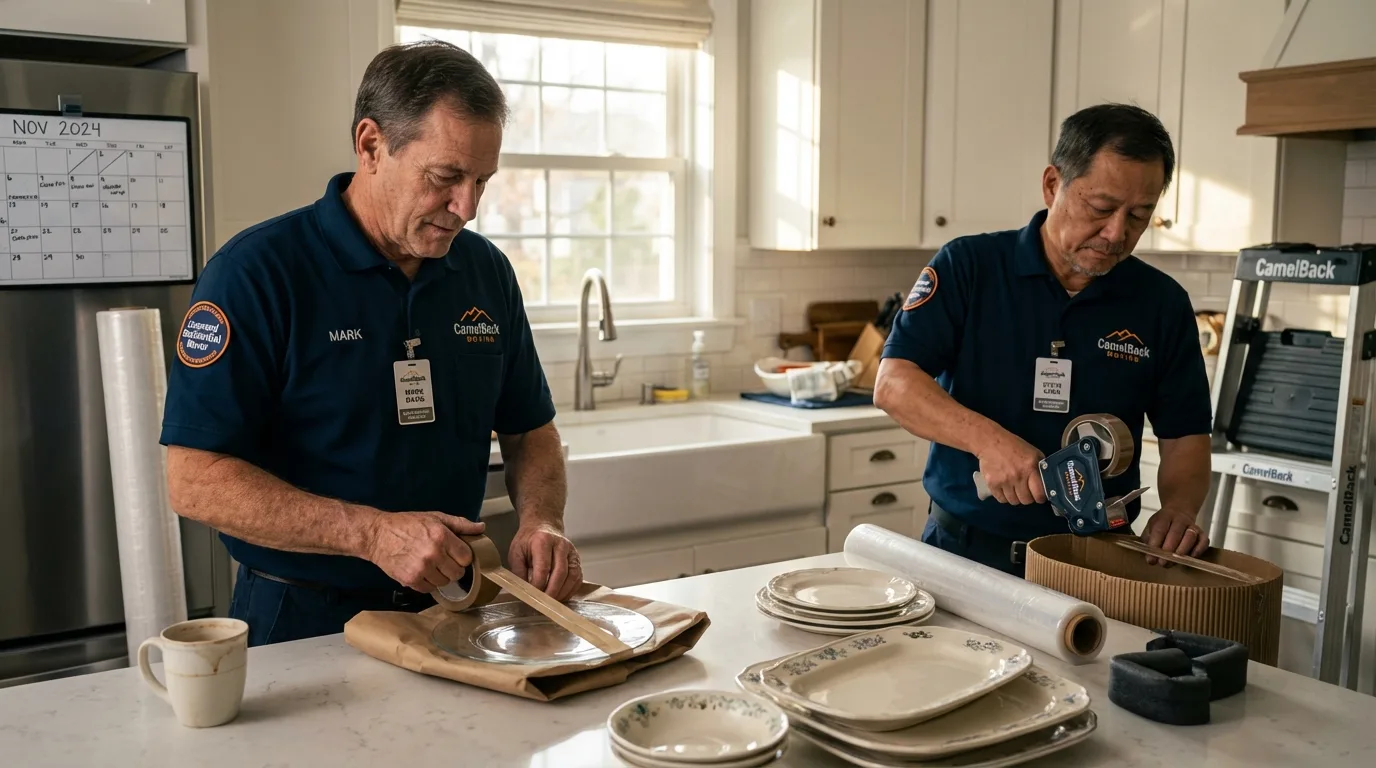 Professional crew packing kitchen dishware in Hammonton, NJ